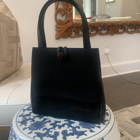 BURBERRY Nova Check True Vintage Handbag Top Handle Suede and Leather Small Mini - Picture 7 of 17